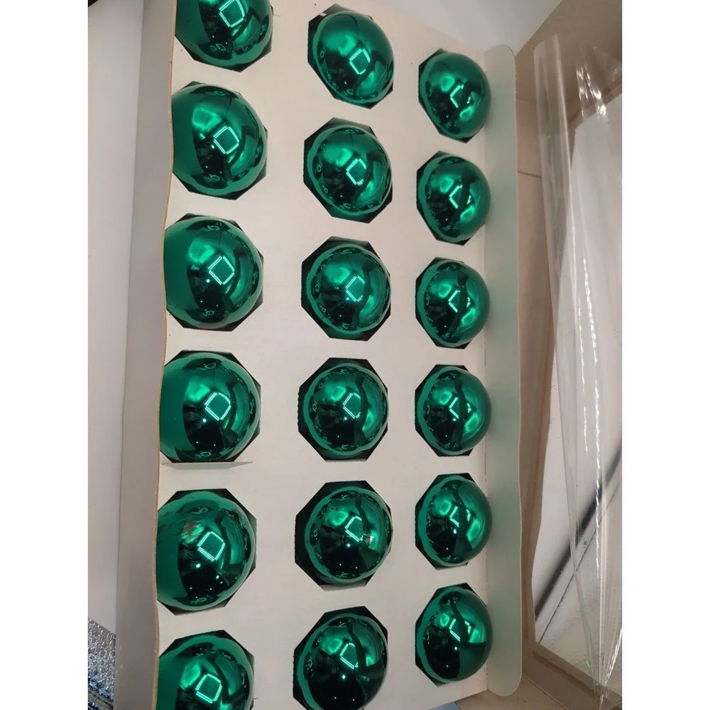 Vtg Target 2000 Glass Ornaments Box of 18 Emerald Green Unused Made in USA